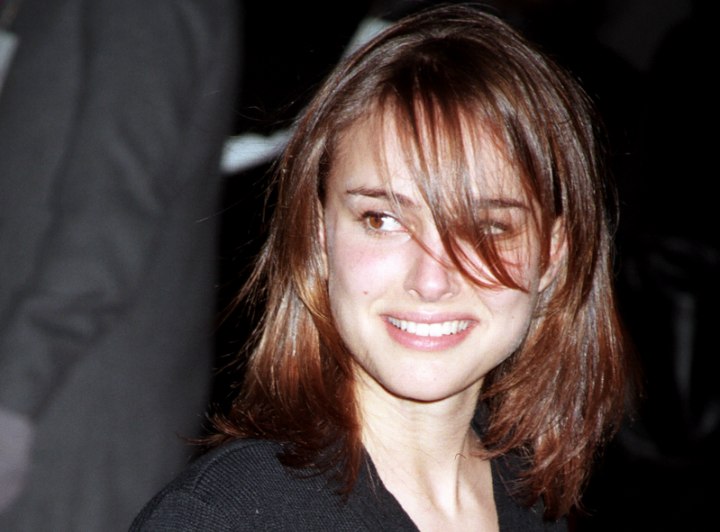 Natalie Portman with medium long brown hair