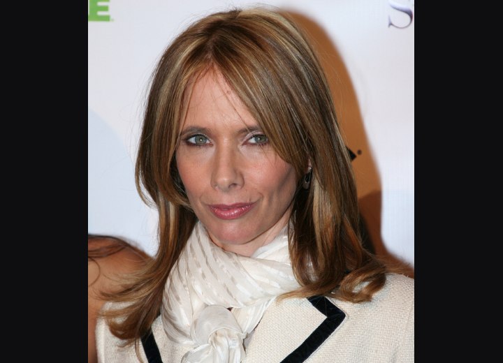 Rosanna Arquette - Long hairstyle with layers and a zigzag part