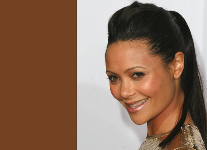 Thandie Newton wearing her hair up