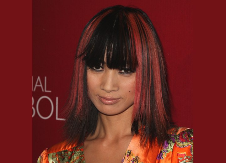 Bai Ling wearing her hair open in a bob hairstyle
