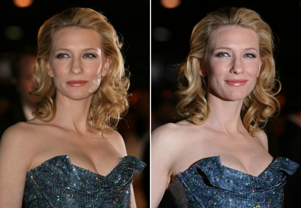 Cate Blanchett wearing her shoulder length hair back with 