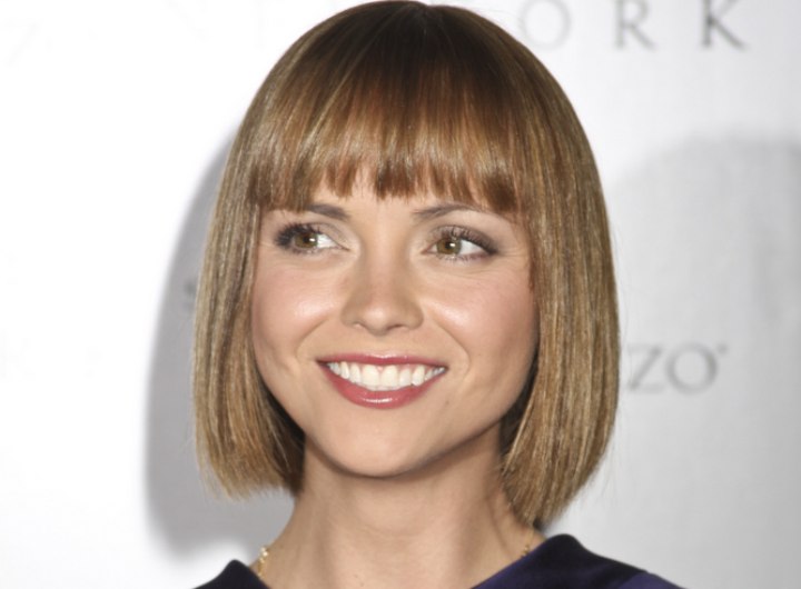 Christina Ricci - Bob hairstyle with eyebrow touching bangs