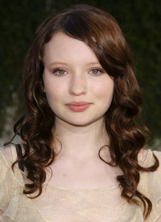 Emily Browning  Long hair old fashionably curled in 