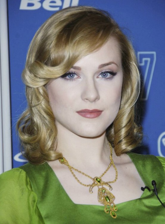 Evan Rachel Wood's retro look with spirals for medium long 