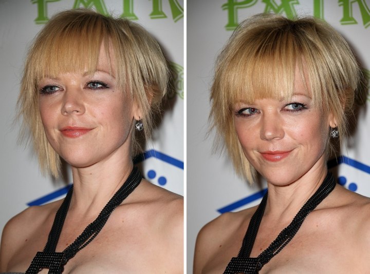 Short razored haircut with thin edges - Emily Bergl