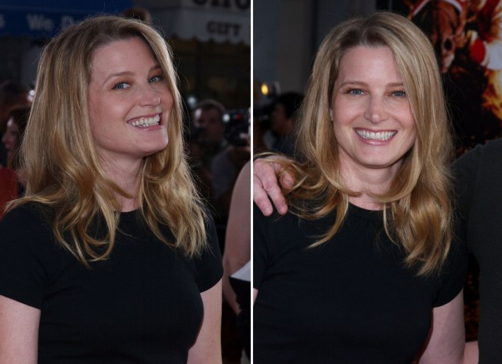 Bridget Fonda's ravishing long hairstyle