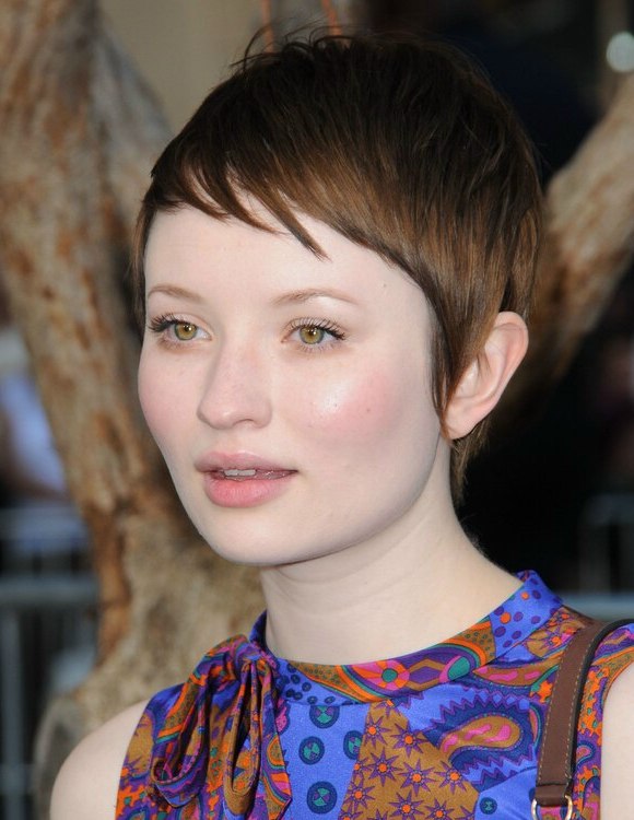 Emily Browning with a short boyish haircut