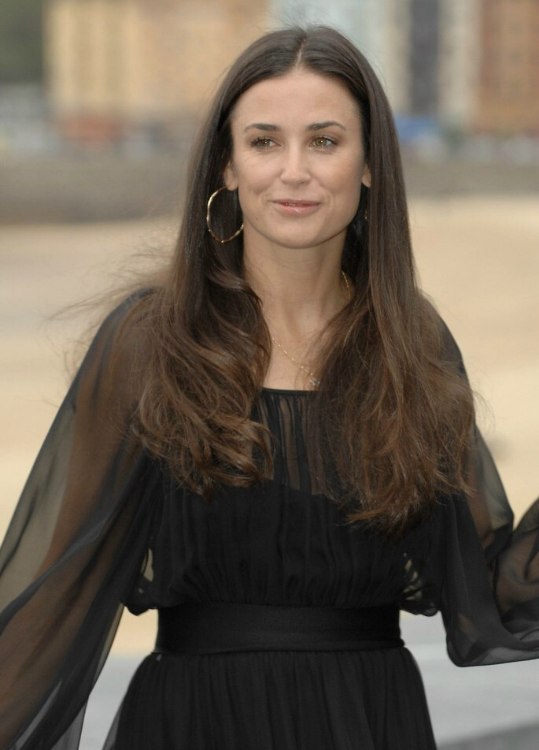 Demi Moore  Long center parted hairstyle for a square 