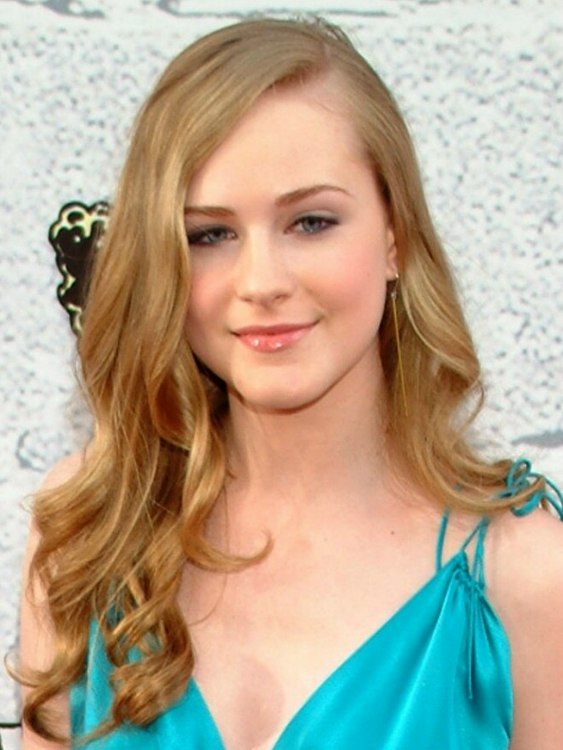 Evan Rachel Wood with her long hair styled into curls for 