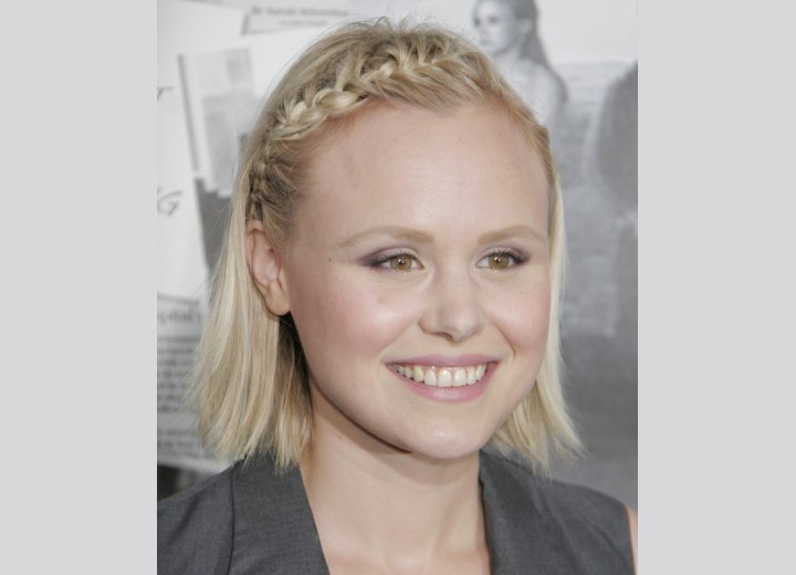 Alison Pill with her front hairline braided