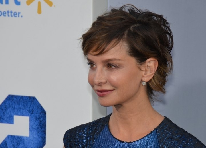 Calista Flockhart's updo with a short haircut effect