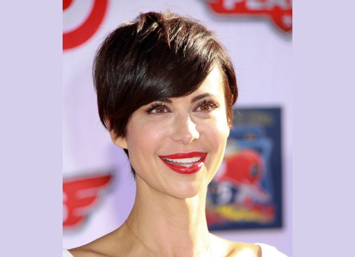 Catherine Bell's pixie  New short haircut with a tapered 