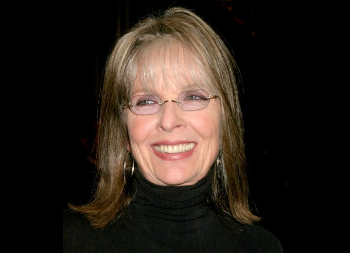 Diane Keaton - Hairstyle with wispy bangs to hide wrinkles