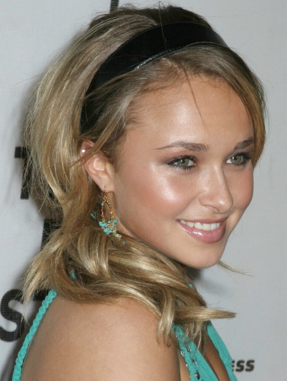 Hayden Panettiere | Glamour hairstyle with a hair band to keep the hair