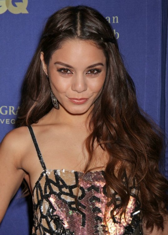 Vanessa Hudgens  Long hairstyle with braids pulled back 