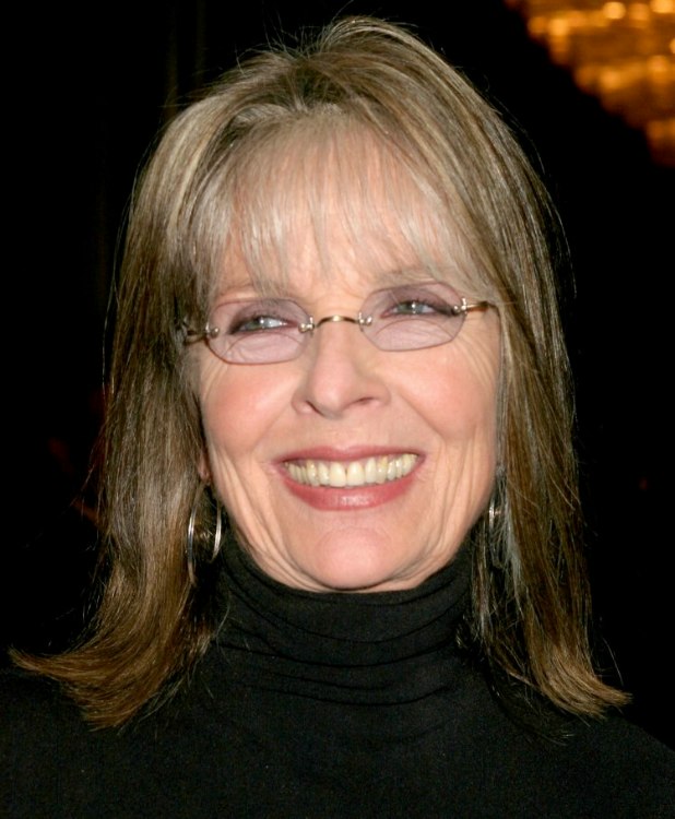 Diane Keaton Shoulder Length Hairstyle With Thin Bangs To