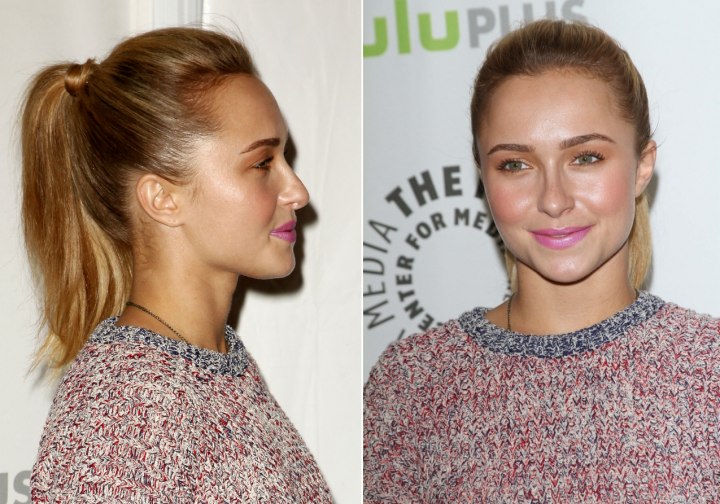 Hayden Panettiere wearing her hair in a high ponytail - Side view