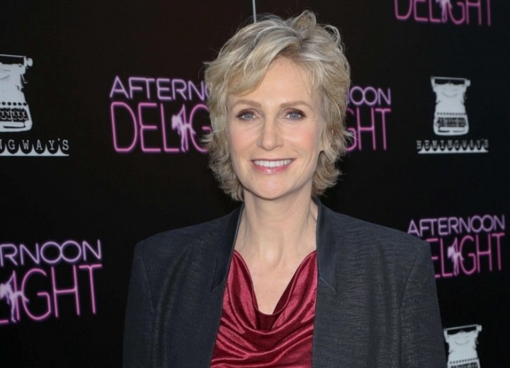 Jane Lynch pixie  Rejuvenating short hairstyle for a lady 