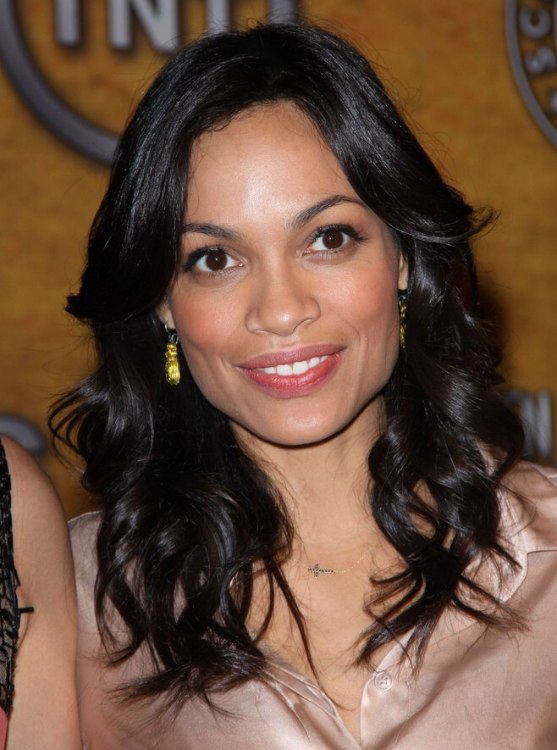 Rosario Dawson Wearing Her Hair Down And Past Her Shoulders