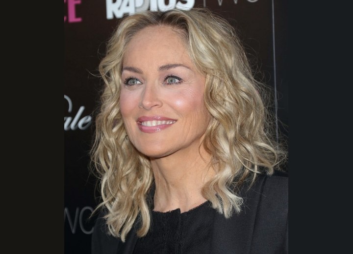 Full medium-length hairstyle - Sharon Stone