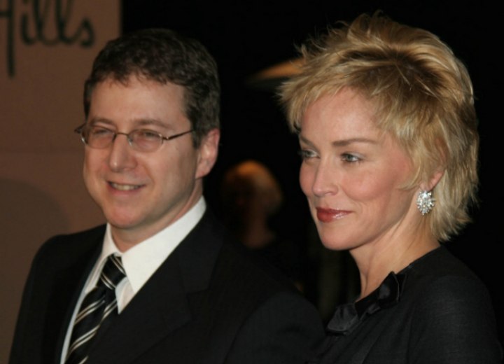 Sharon Stone - Sophisticated look with seductive short hair and earrings