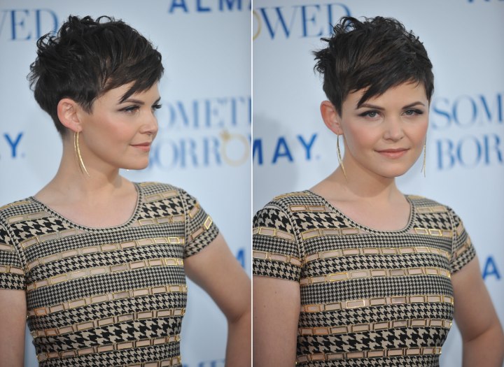 Side view of Ginnifer Goodwin's very short haircut. 