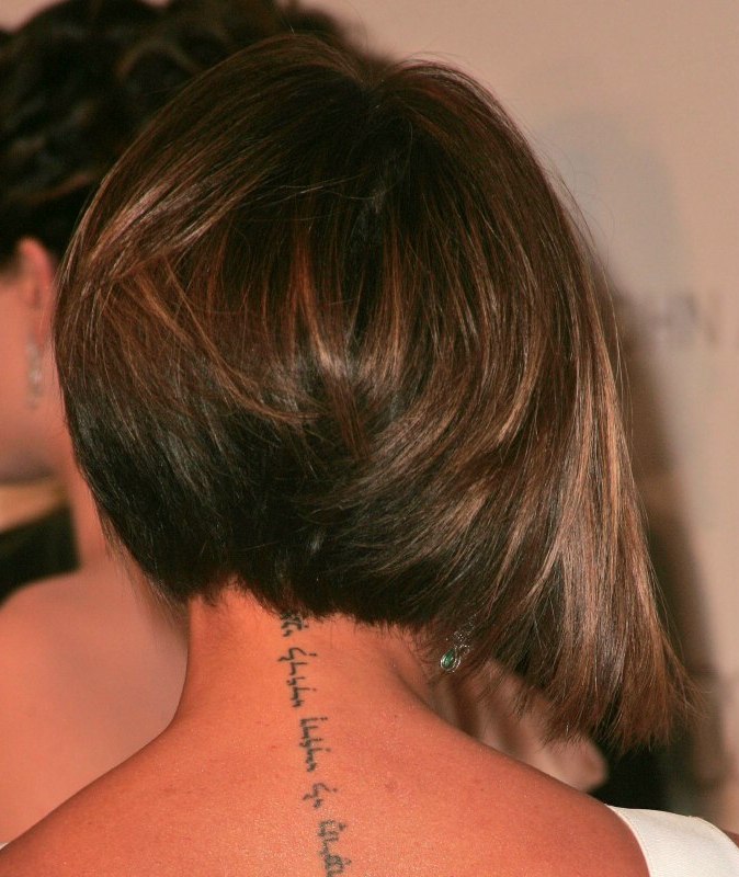  Victoria  Beckham  Longer in the front bob  with a stacked nape