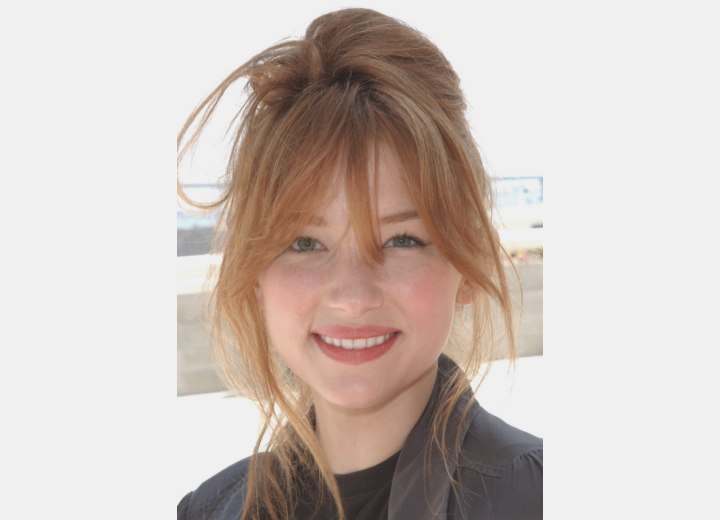 Upstyle with loose tendrils along the face - Haley Bennett