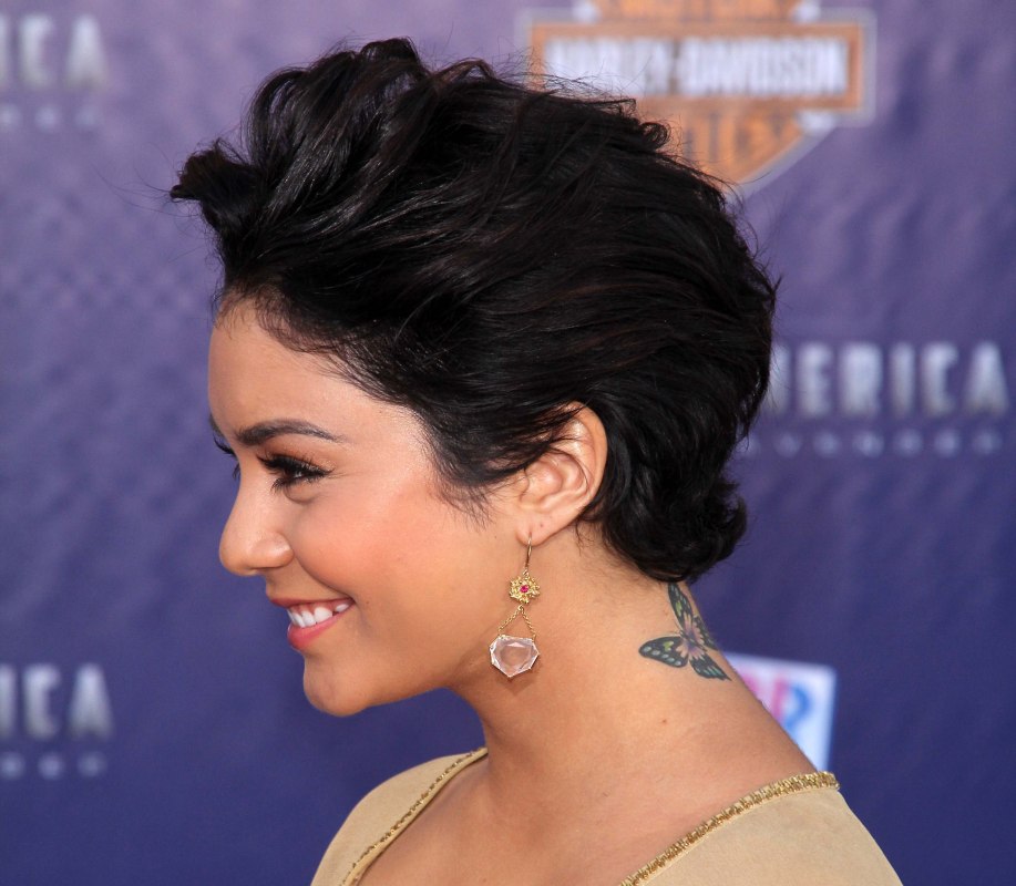 Vanessa Hudgens With Short Hair Curly Pixie Cut