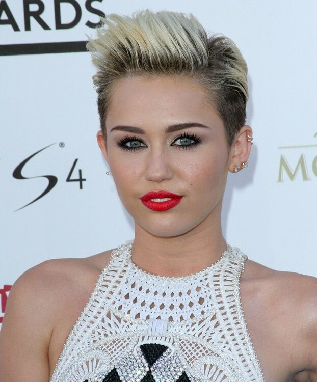 Miley Cyrus  Extremely short hairstyle with the hair 