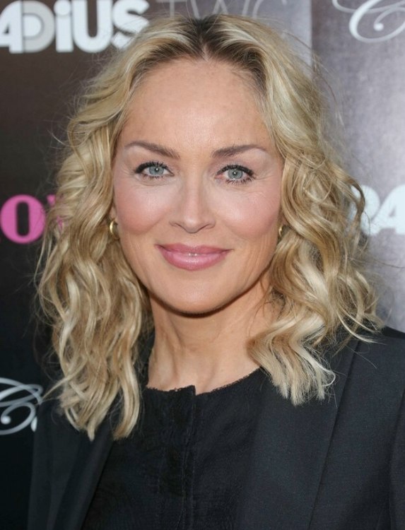 Sharon Stone  Curled medium length hair for a youthful 