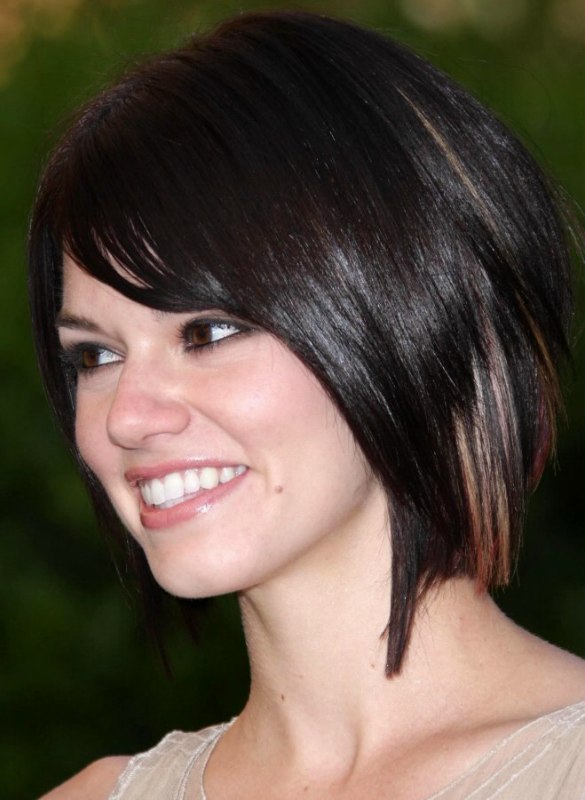 rachel melvin  modern neck length bob hairstyle with a