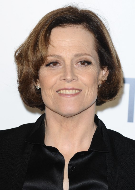 Sigourney Weaver sporting a long blunt cut bob with the 