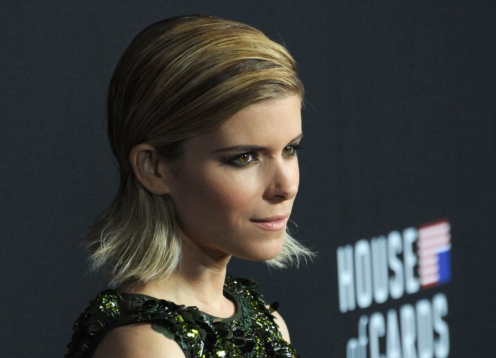 Kate Mara with her hair cut above the shoulders