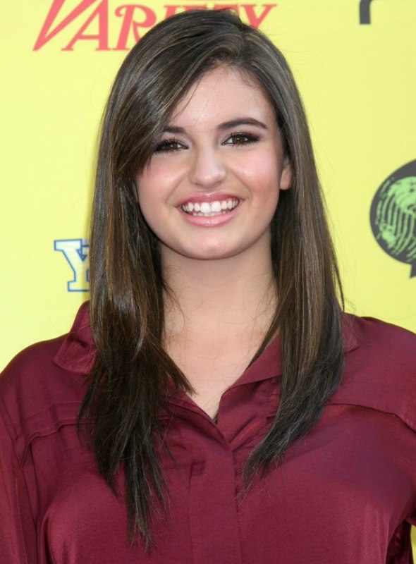 Rebecca Black  Long and smooth hairstyle with bangs