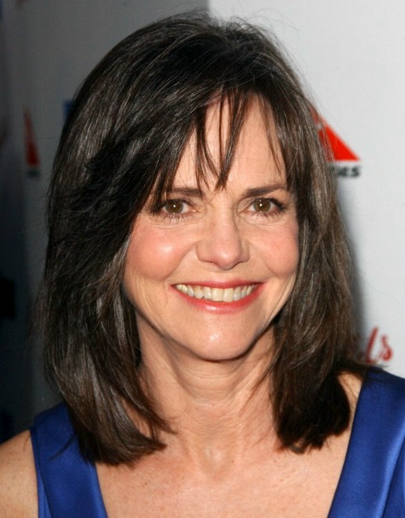 Sally Field's hair around the shoulders, a good length for oldere.