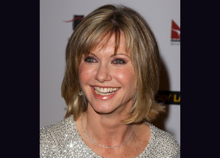 Attractive bob hairstyle for older women - Olivia Newton John