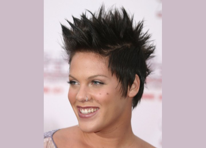 Pink wearing her hair short with spiking