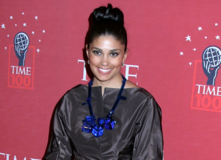 Rachel Roy wearing a modern shiny dress