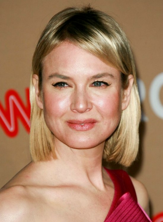 Renee Zellweger's bone straight midlength hair