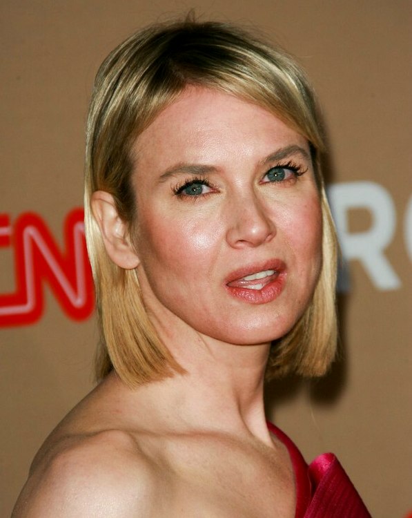 Renee Zellweger's bone straight midlength hair