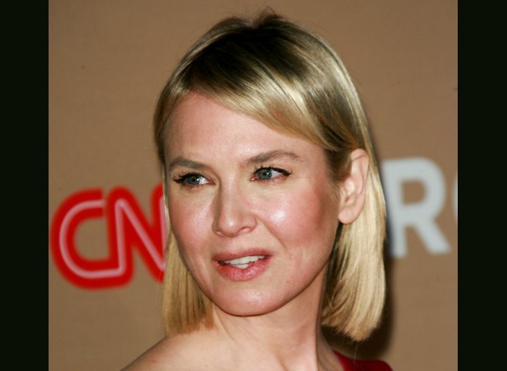 Renee Zellweger with bone straight blonde hair