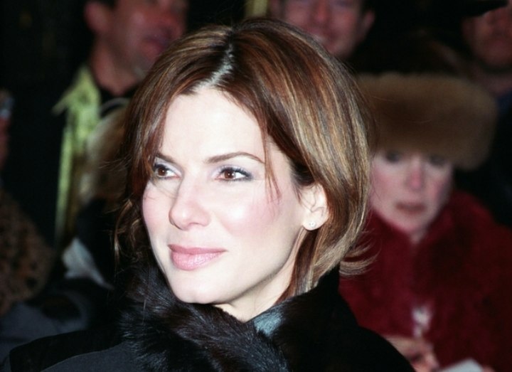 Sandra Bullock - Short hairstyle with a long fringe