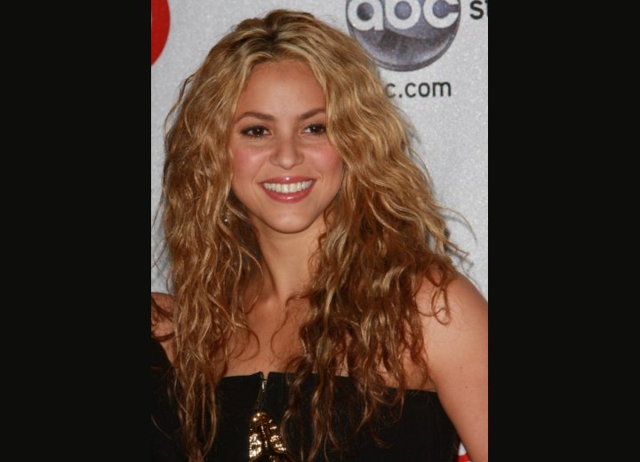 Shakira's - Long hairstyle with small waves