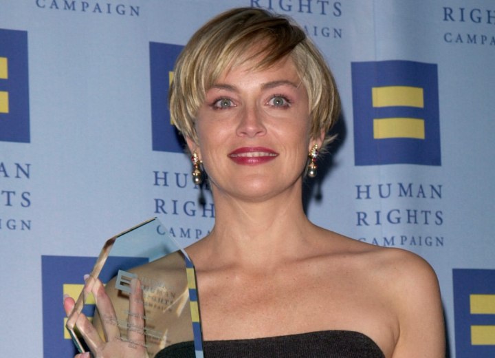 Pixie cut with longer sides - Sharon Stone