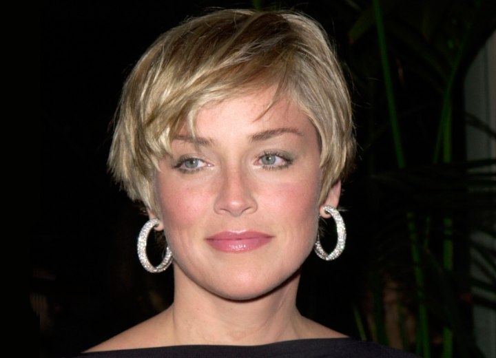 Sharon Stone with trendy short hair