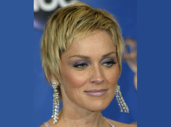 Sharon Stone - SHort razor cut hair