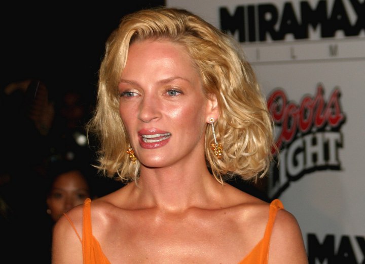 Medium-length hairstyle - Uma Thurman