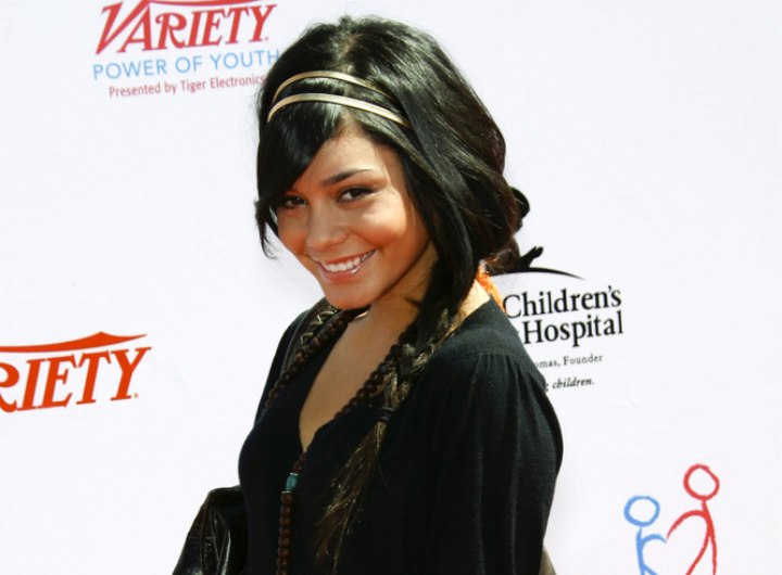 Vanessa Hudgens wearing her hair with a side braid