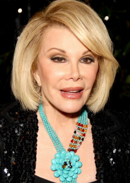 Profile picture of Joan Rivers bob haircut with a slight 